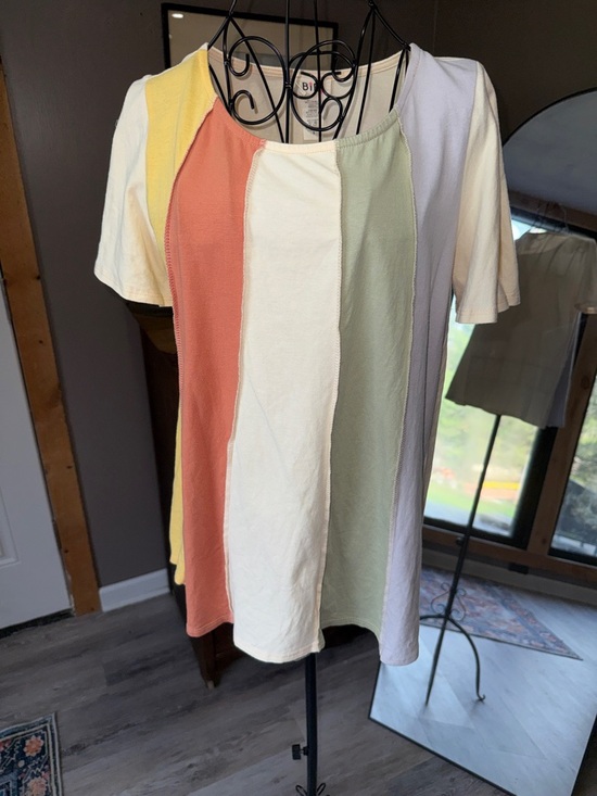 BiBi Tops - BiBi Multi-Panel Pastel Short Sleeve Tee